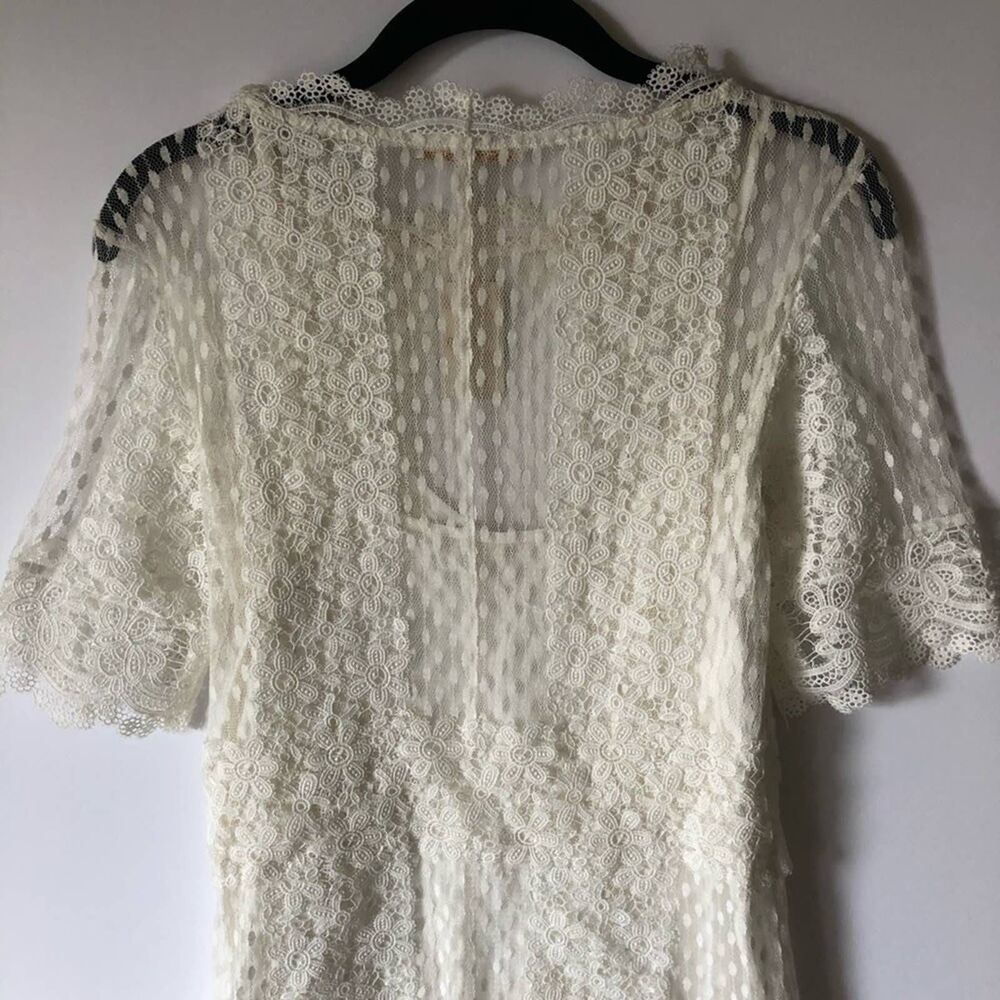 NEW Maje Revanta Ivory Lace Mini Dress 2 - Picture 7 of 12